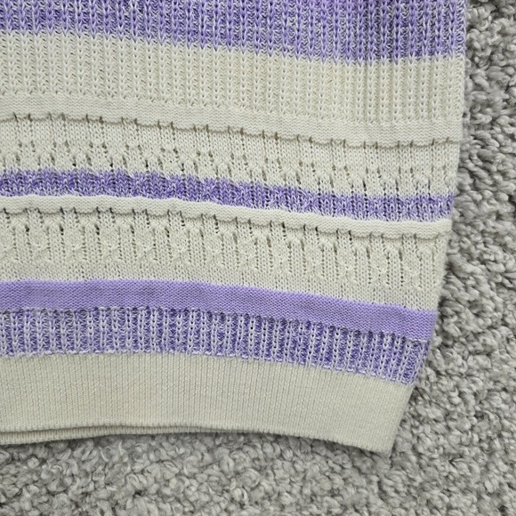 Northern Reflections Shirt Womens Large‎ White Purple Stripes Knit Cottagecore - Picture 2 of 10